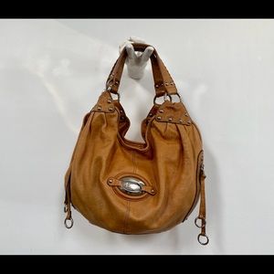 B Makoswsy tan leather hobo style purse